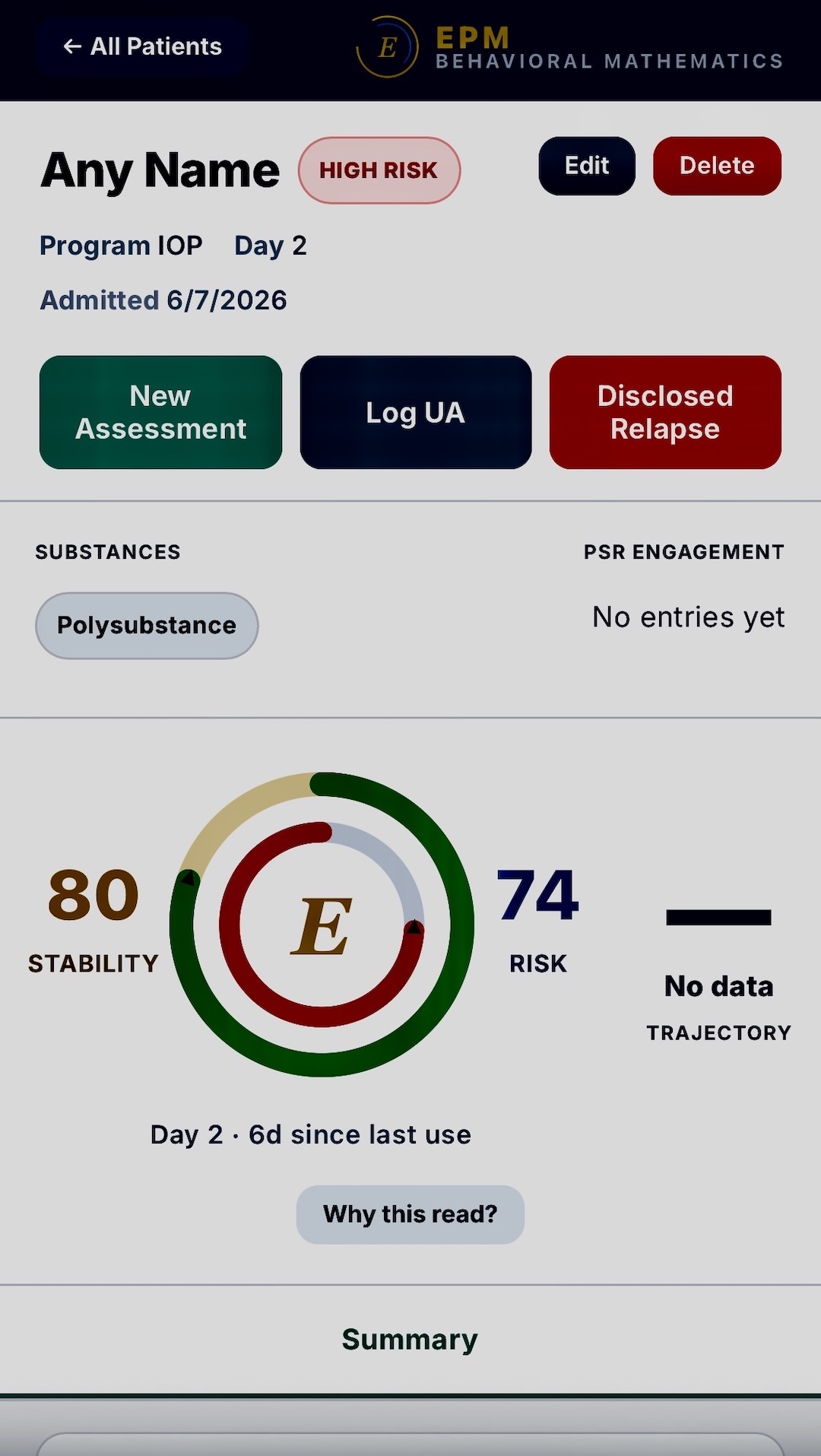 EPM patient detail